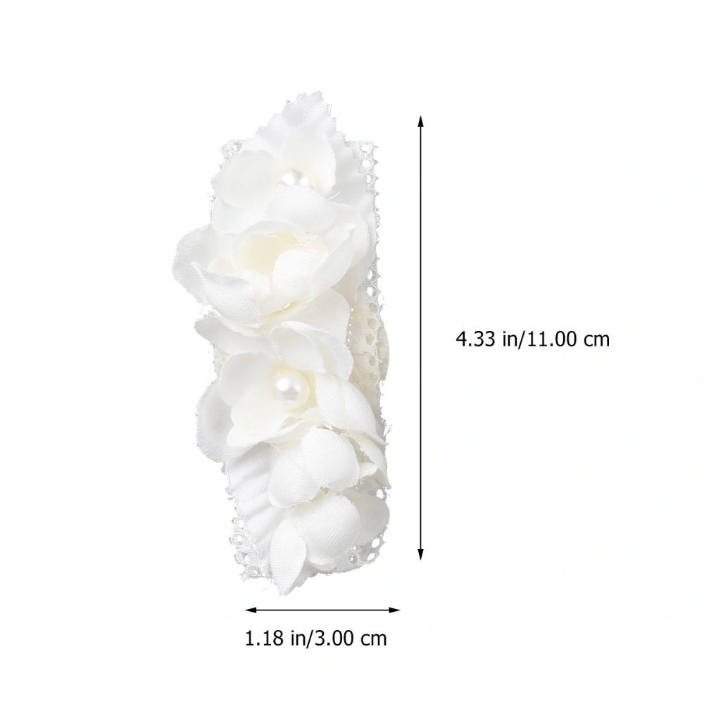 2Pcs Emulation Rose Wreath Unique Decorative Bracelet Wedding Supply (White)