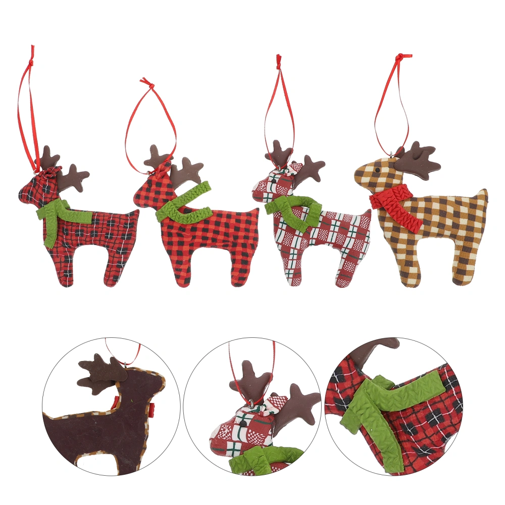 4pcs Xmas Tree Hanging Ornaments Chic Elk-shaped Pendants Xmas Accessories