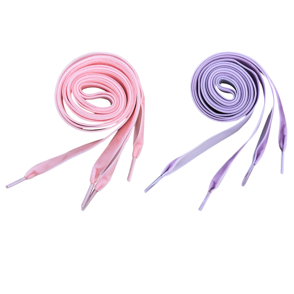 2 Pairs 1.6cm Wide Shoelaces Wide Flat Shoe Lace Shoe Strings Shoe Accessories (Purple 120cm + Pink 120cm)