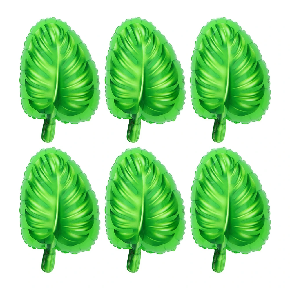 12pcs Green Monstera Balloons Set Hawaiian Aluminum Foil Balloons Summer Party Layout Supply Decoration Set