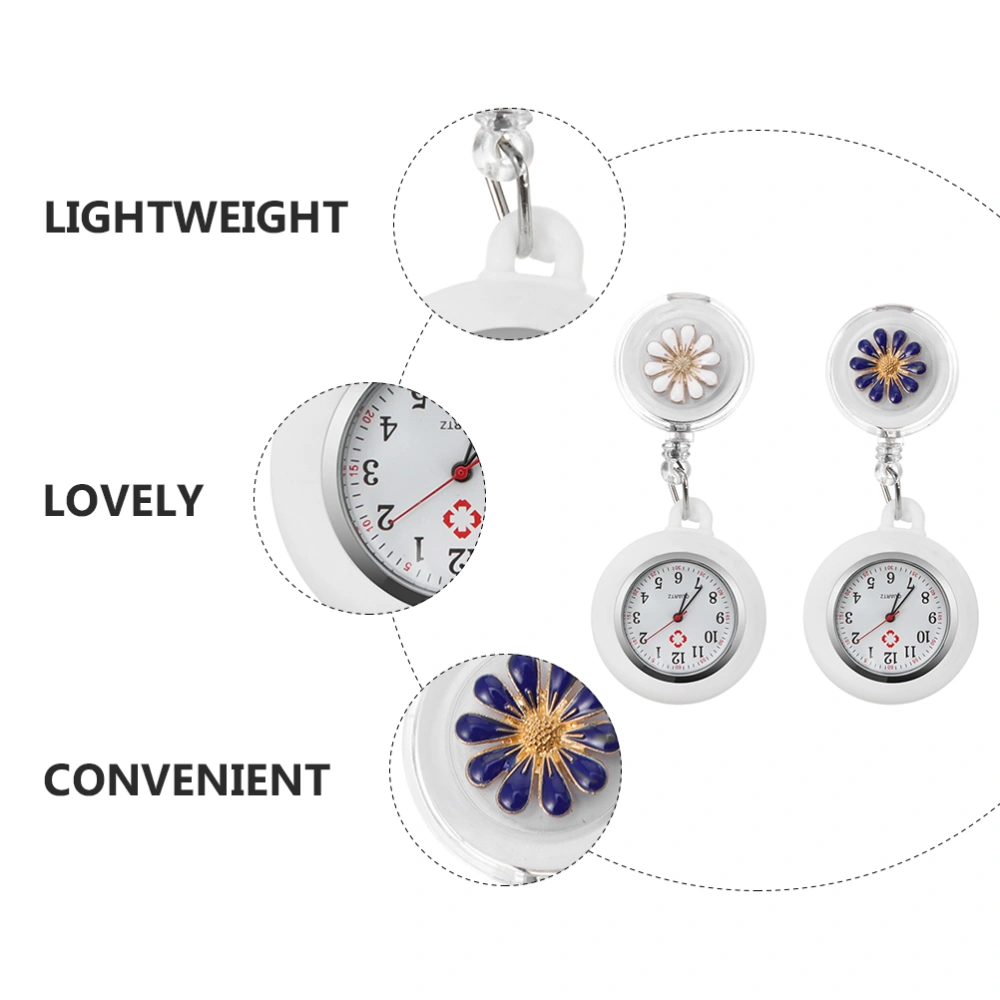 2Pcs Clip-on Hanging Watches Retractable Nurse Watches Doctor Pocket Watches