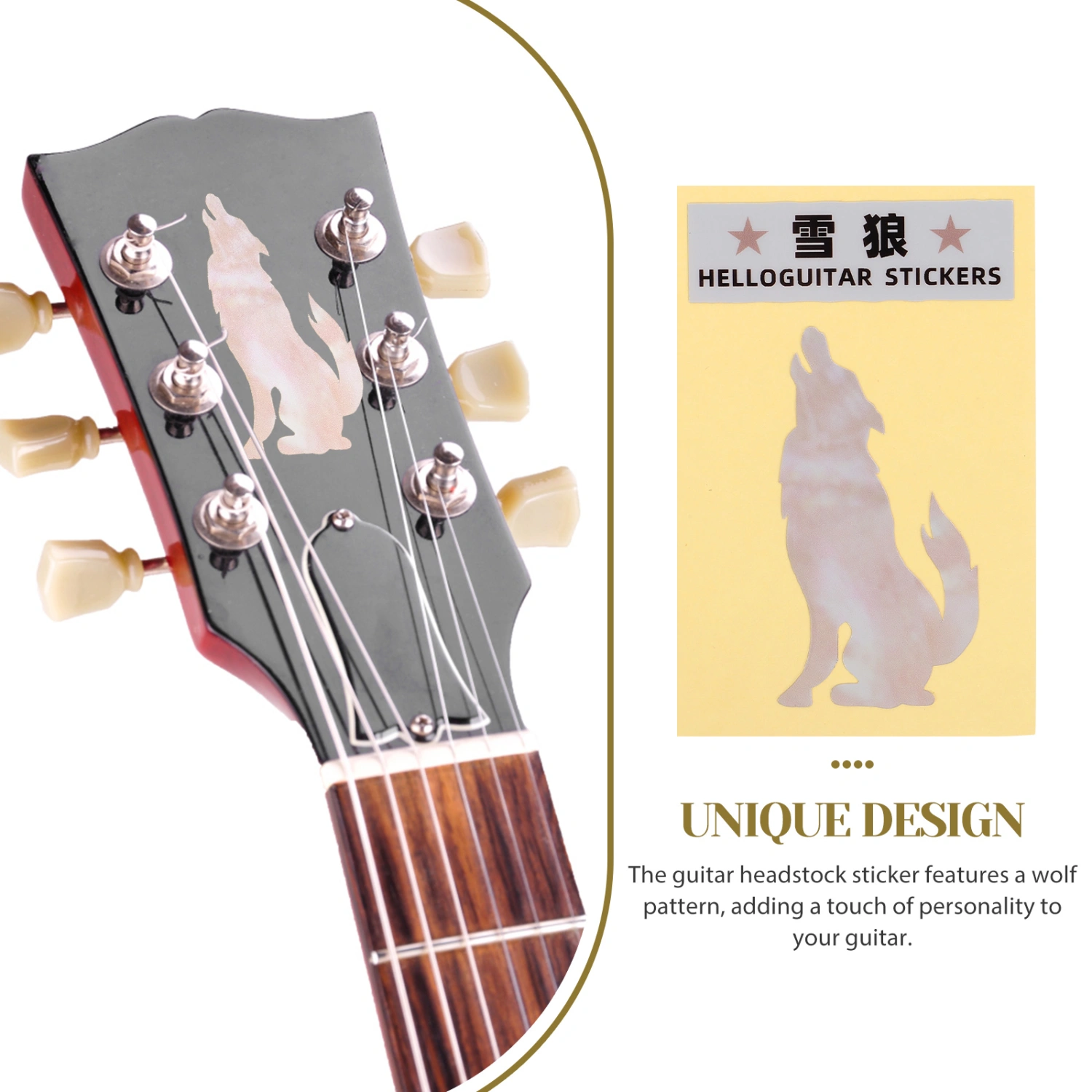 Guitar Inlay Sticker Wolf Pattern Acoustic Guitar Electric Guitar Headstock Decal