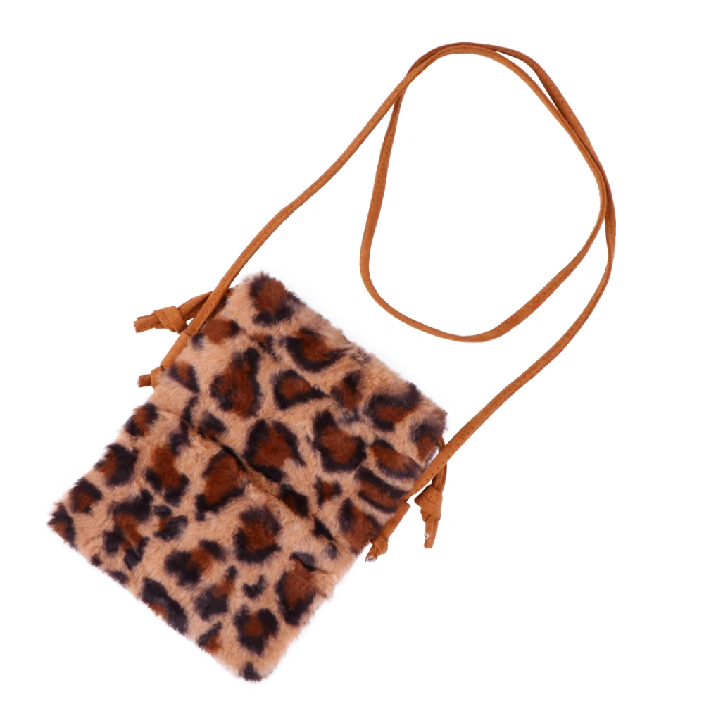 1PC Crossbody Bag Fashion Shoulder Bag Cell Phone Purse Plush Wallet Bag for Women Girls (Leopard Print)