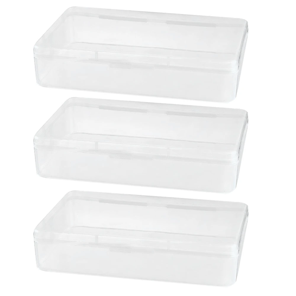 3Pcs Small Size Dustptoof Mask Container Box Transparent Mask Storage Box Plastic Musk Storing Box for Home (White)