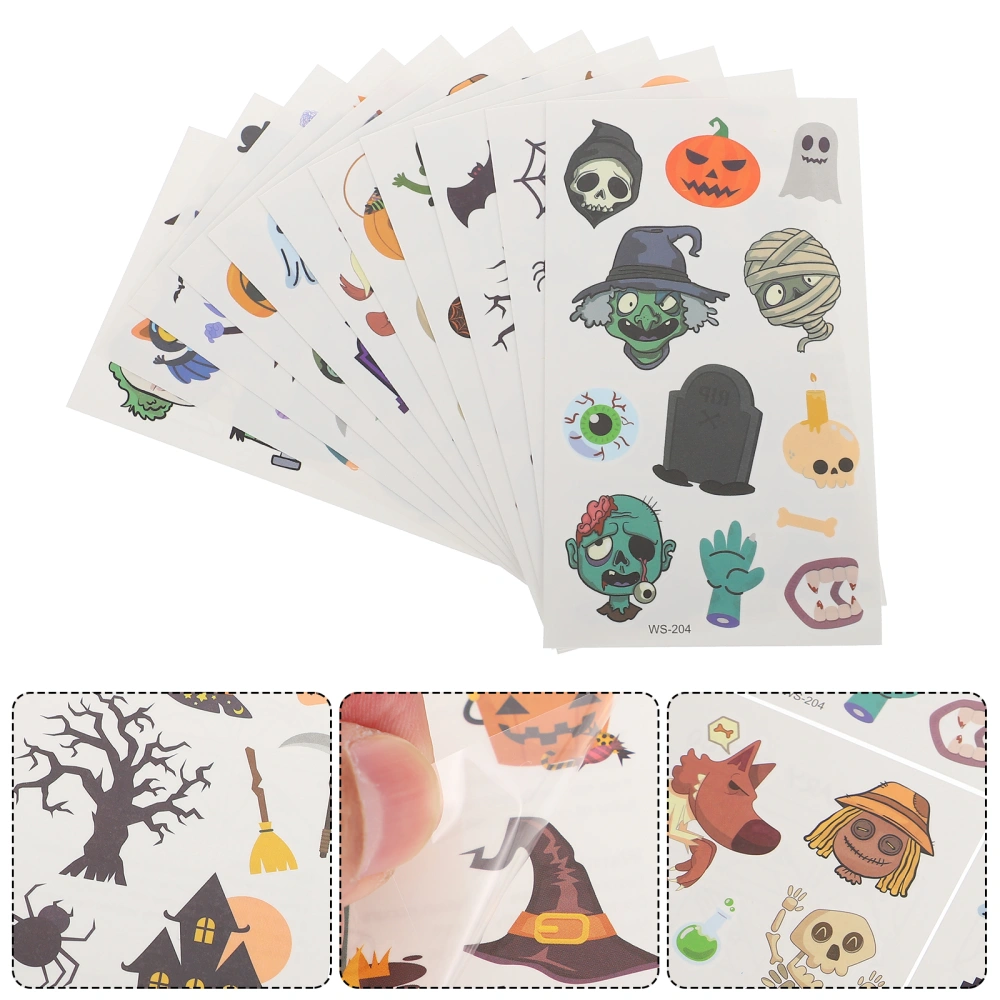 22 Sheets Halloween Cartoon Stickers Removable Temporary Tattoos Kids Stickers