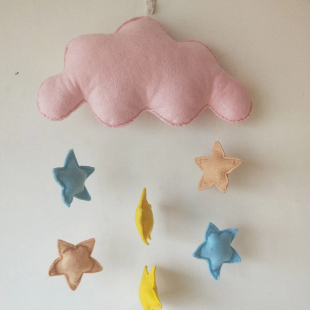 2pcs of One Set Cartoon Pendnat Hanging Non-woven Cloud Raindrops Pendant Adorable Hanging Decor Creative Hanging Drop for Home Kids Room Office (Star White and Star Pink)