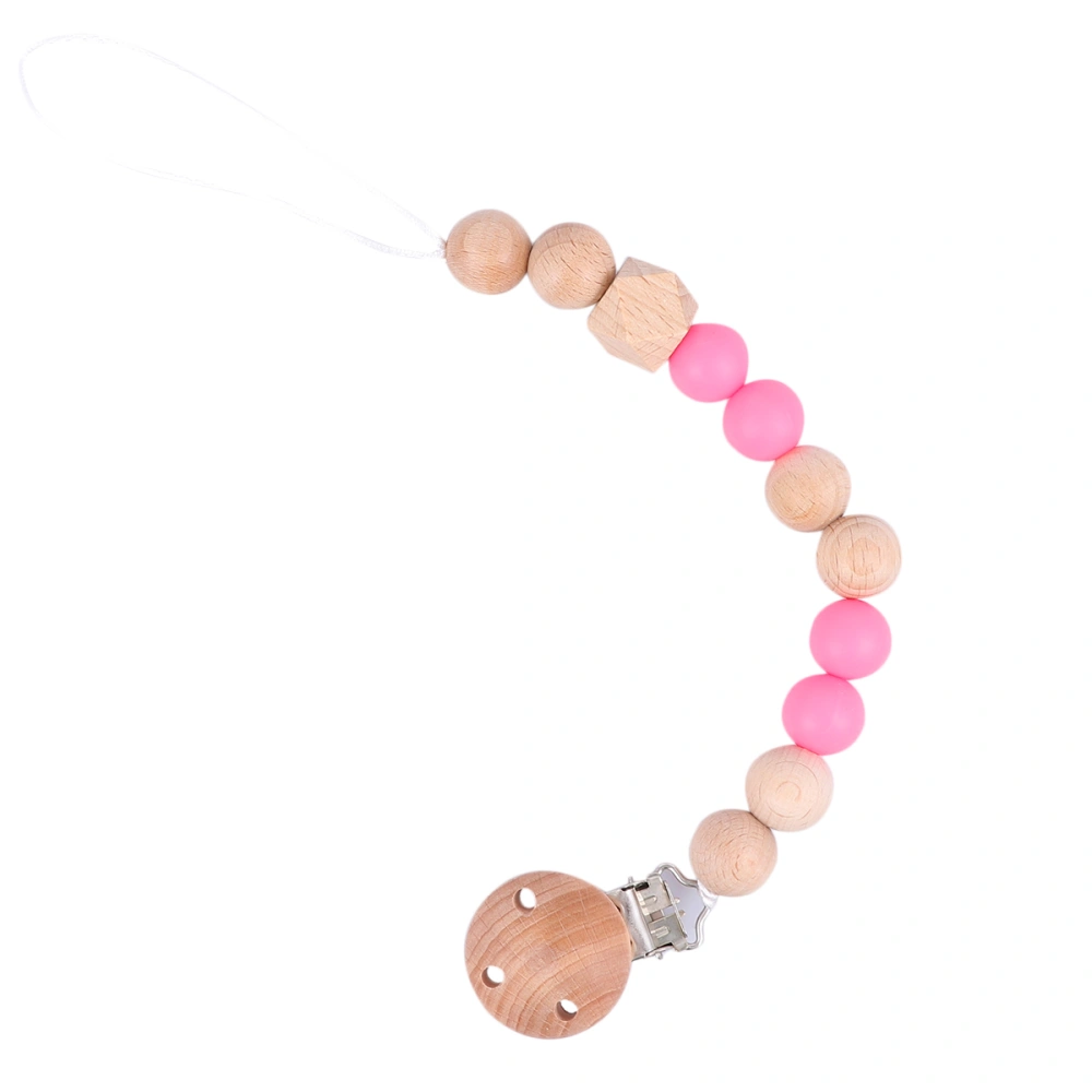 Wooden Infant Pacifier Clips Baby Soother Modern Pacifier Chain Baby Chew Toy (Pink)