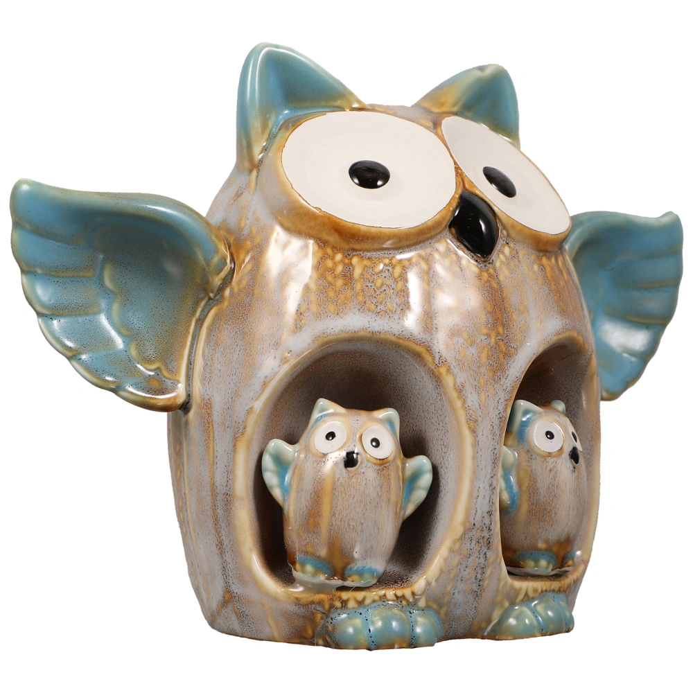 Ceramic Owl Shape Saving Pot Coin Bank Adorable Piggy Bank Desktop Ornament