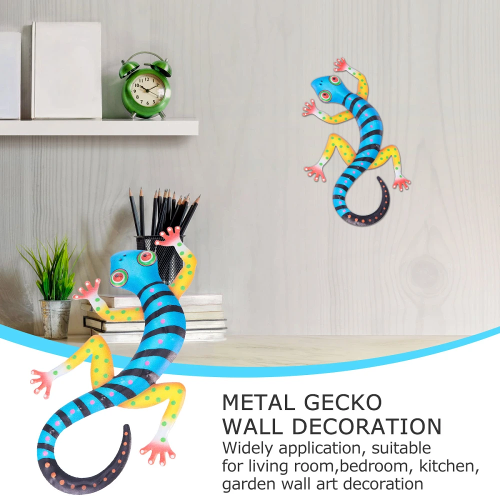 Wrought Iron Gecko Wall Decoration Metal Lizard Pendant Ornament for Home Garden