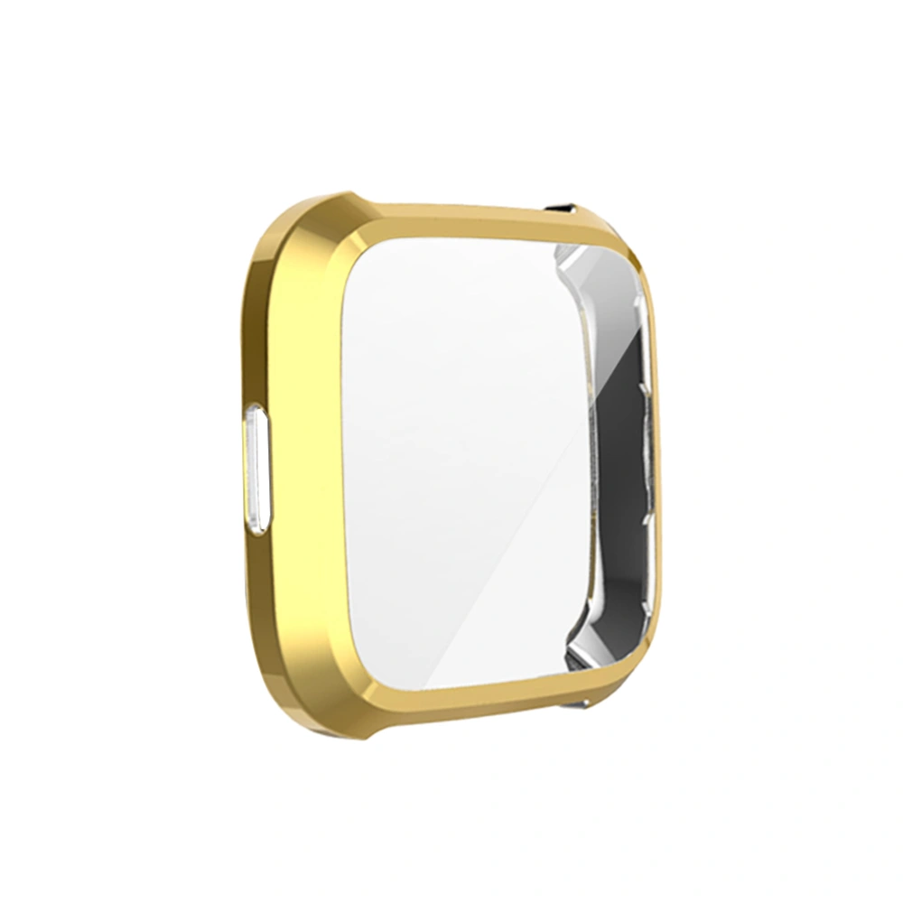 Professional Watch Protective Case Delicate Plating Watch Cover Practical Watch Anti-drop Case Durable Watch Protective Frame Cover Compatible for Fitbit Versa Lite Golden