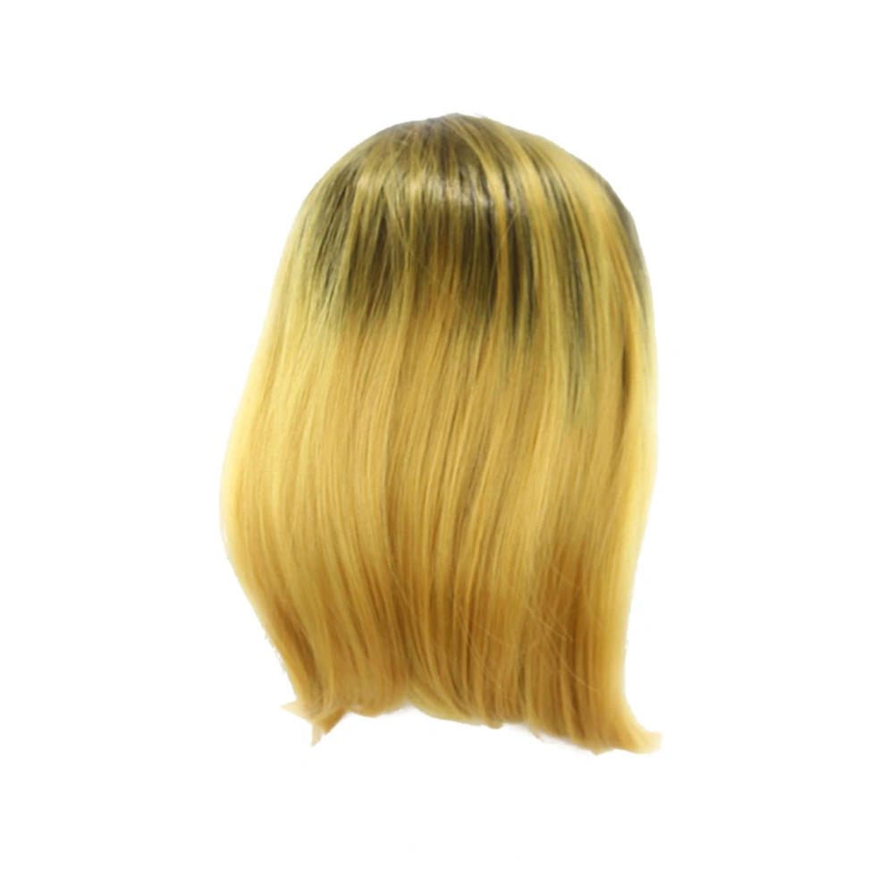 Womens Bob Wig Gradient Color Cosplay Synthetic Hair Wig Short Straight Wigs Lace High Temperature Bob Wig (Gradient Yellow)