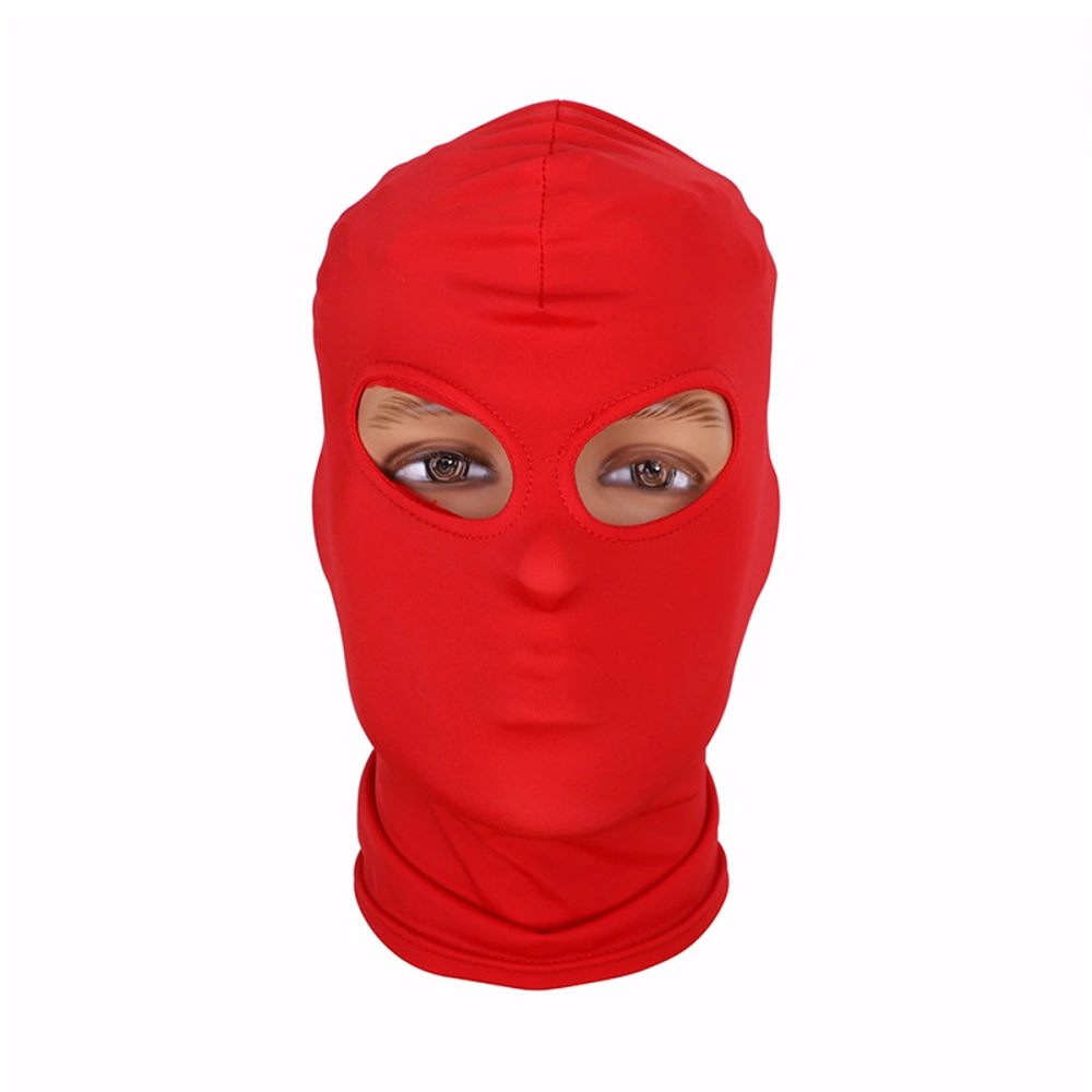 Elastic Sex Plaything Hood Breathable Face Cover Blindfold Mask Cosplay Costume Hood Unisex Headgear for Home Hotel Couple (Red, Expose Eyes)