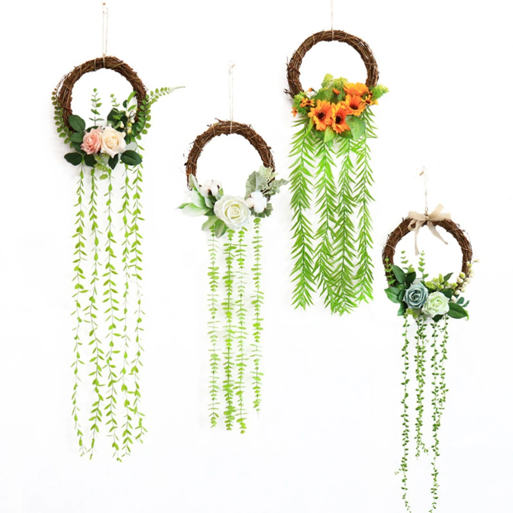 Creative Star Rattan Deliacte Lifelike Flower Hanging Green Pendant Ornaments Beautiful Wall Rattan Drop for Home (Brown B)