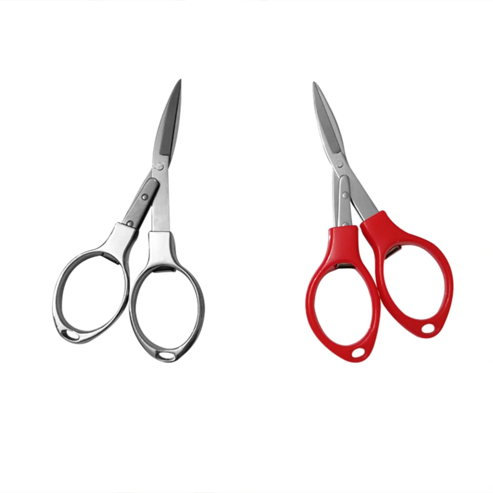 4Pcs Protable Mini Multifunction Fishing Scissors Folding Scissors  Fishing Tackle Tool Fishing Line Cutter (Silver/Red)