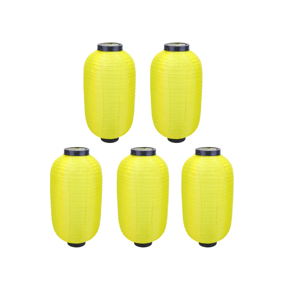 5pcs 24x45cm Silk Lantern Festival Party Decorative Lantern for Mid-Autumn New Year (Yellow)