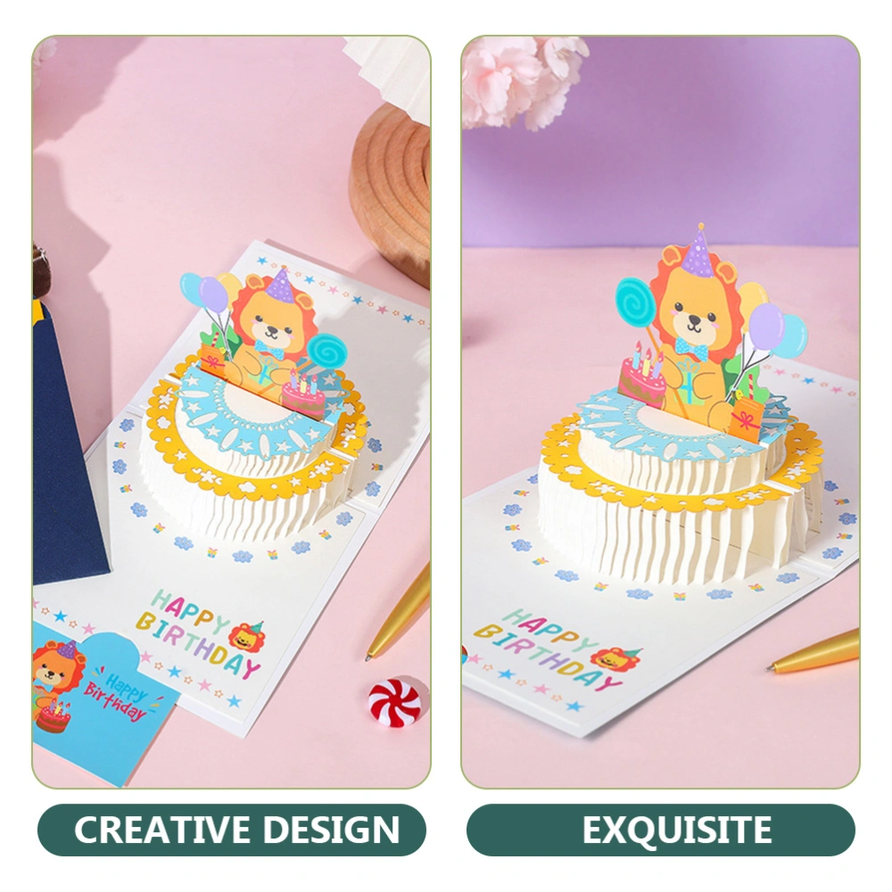 Cartoon Lion Animal Card 3D Birthday Card Greeting Card for Kids Teens Adults