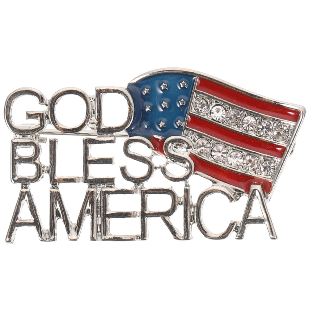 Fashion Alloy Clips America Flag Letter Brooch Women Decorative Brooch for Dress Clothes Collar