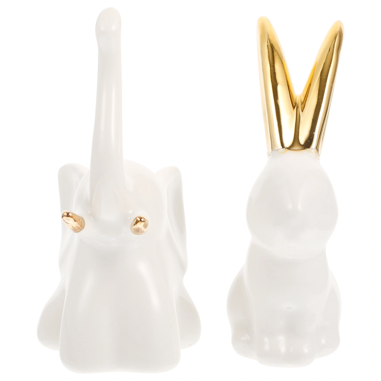 2Pcs Ceramic Animal Statues Delicate Jewelry Tray Decors Ceramic Ring Holder
