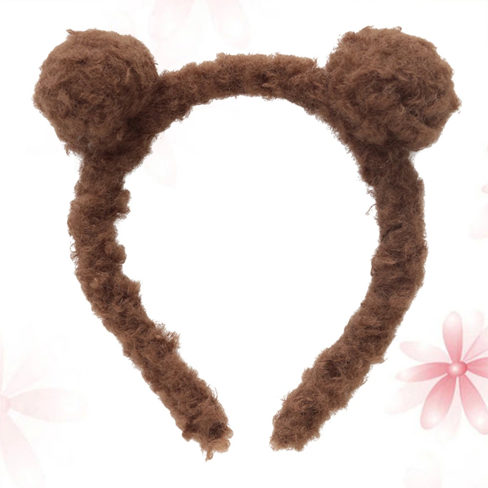 Sweet and Lovely Plush Ball Bear Ears Hair Funny Decor Hair for Kid Child Girl (Dark Brown)