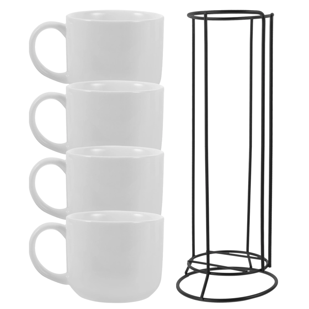 1 Set of Ceramic Mugs Water Cups Milk Mugs Home Office Coffee Mugs with Storage Rack