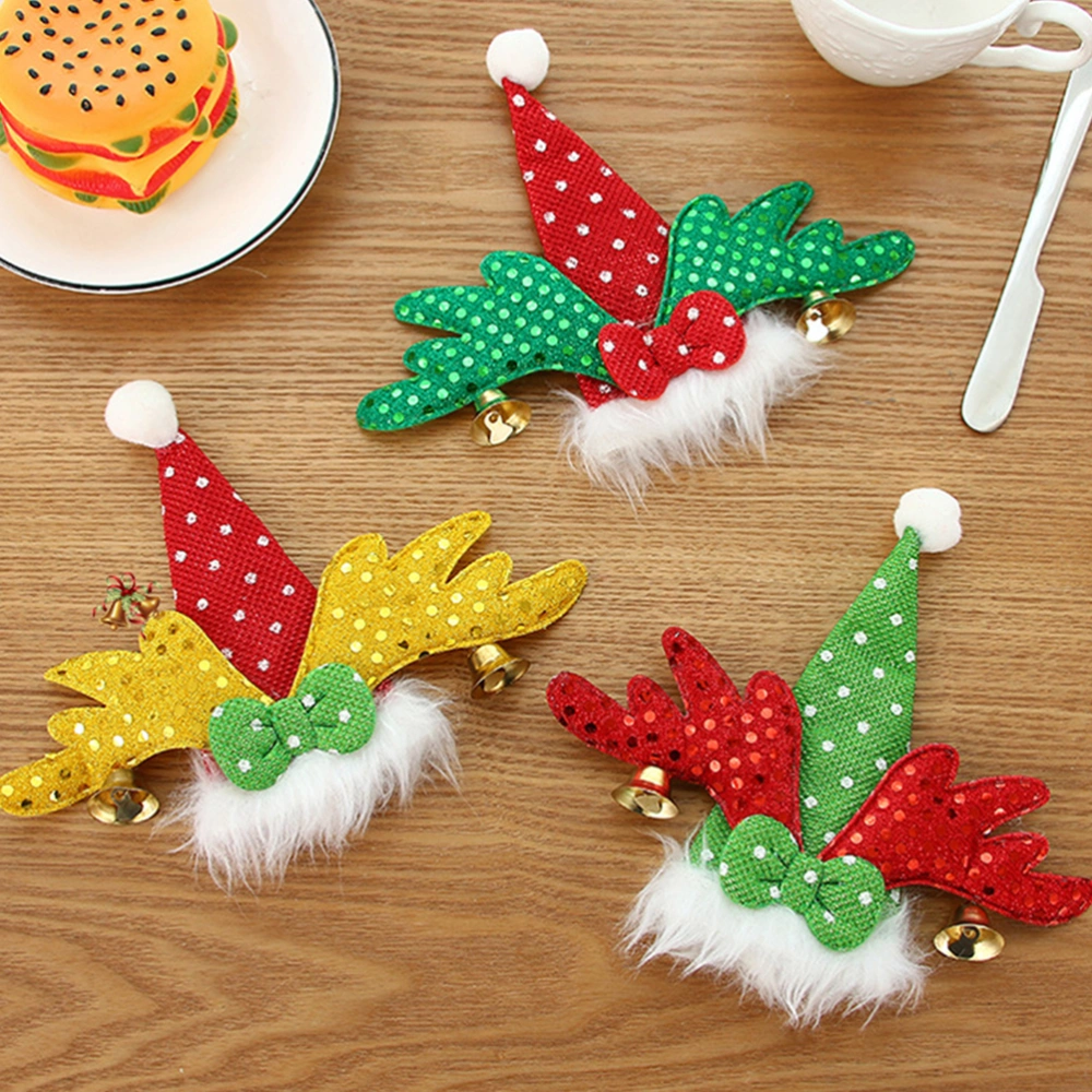 6pcs Christmas Tableware Holder Sequin Wing Design Pouch Bowknot Cutlery Bags Delicate Christmas Silverware Storage Bags(Red Wing, Golden Wing and Green Wing, 2pcs for Each Pattern)