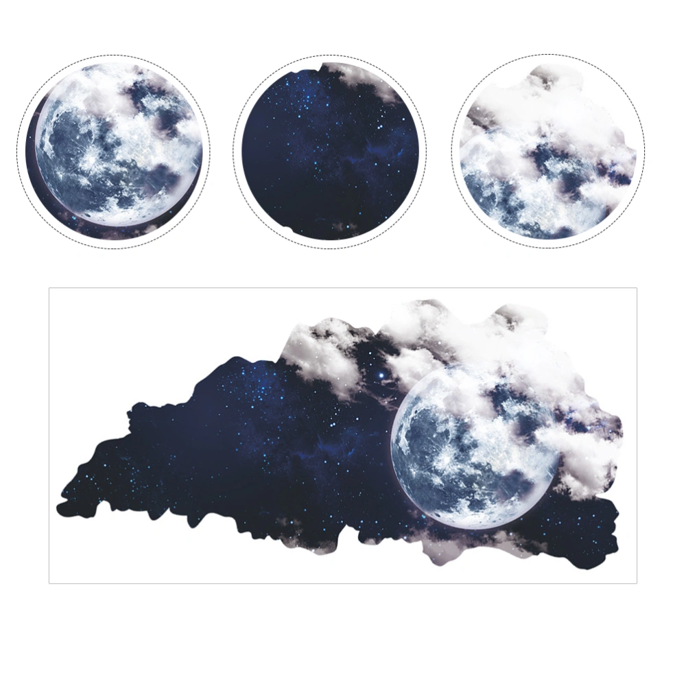 2PCS Universe Moon Cloud Pattern Wall Sticker Household Wall Decorative Decal