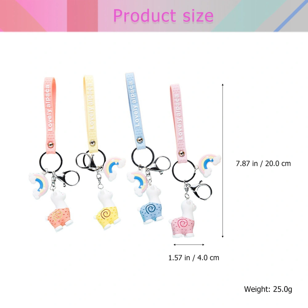 1Pc Cartoon Keychain Alpaca Shaped Hanging Pendant Key Ring Bag Decoration（Pink）