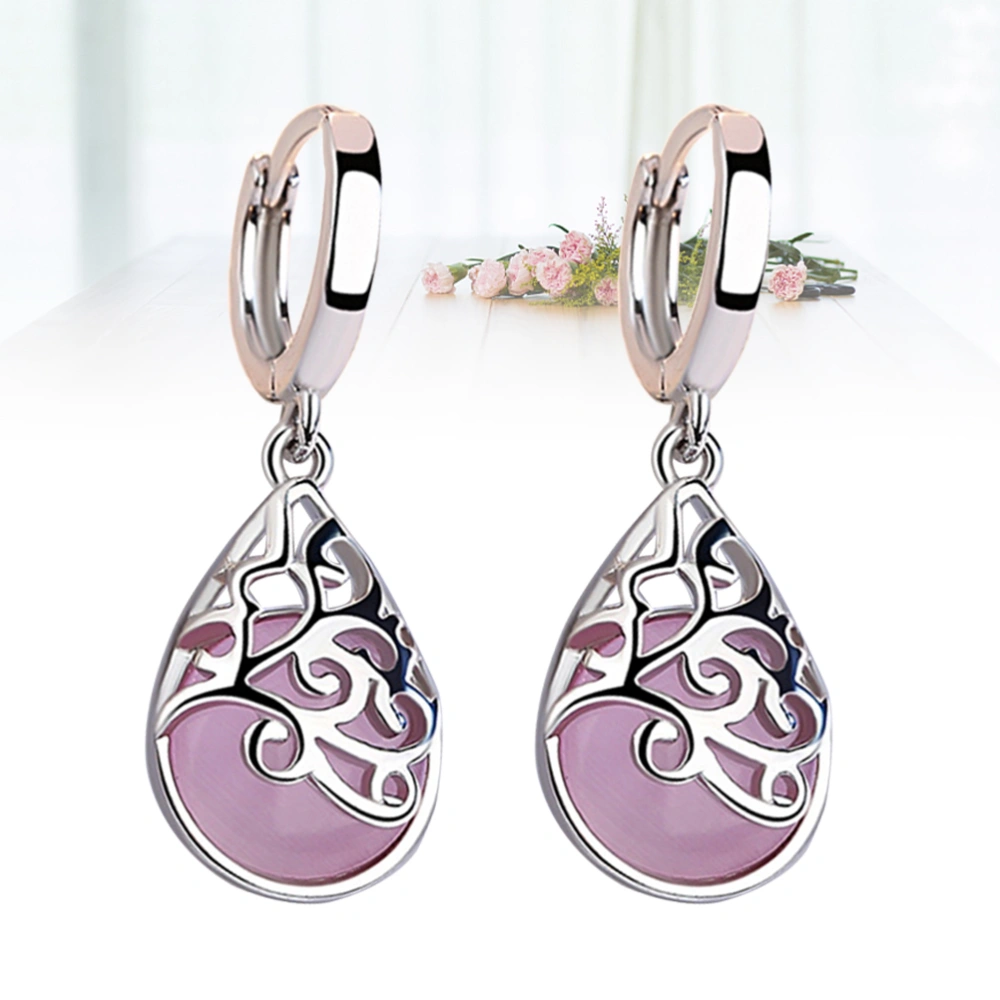 Fashion Creative Opal Tears Totem Dangle Drop Earrings for Women Gift(Pink,White Copper Plated Platinum)