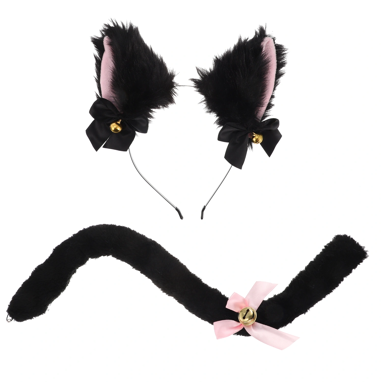 2Pcs Cat Costume Accessories Cat Ears Headband Cat Tail for Women Girls Kids