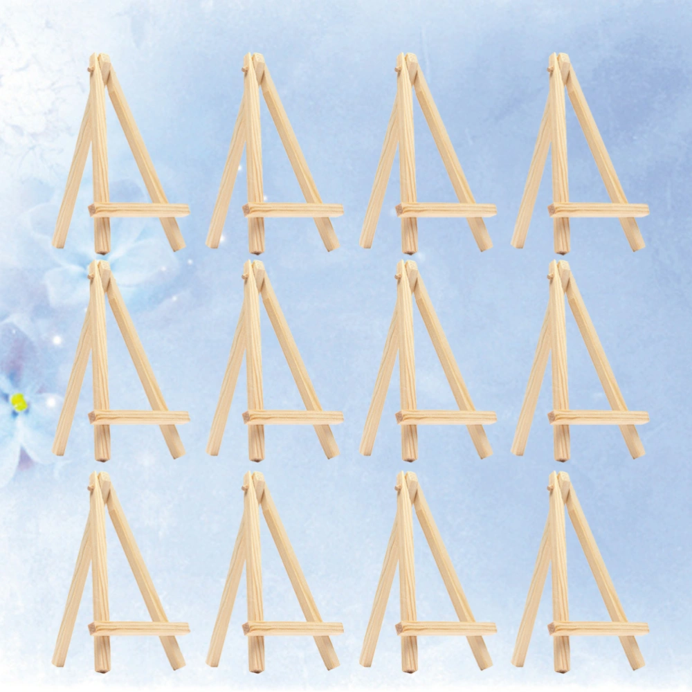 12PCs Mini Wooden Easels Calendar Display Rack Triangle Frame Easel Photo Frame Bracket Painting Holder for Home Shop