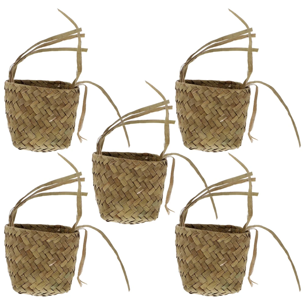 5pcs Home Storage Bag Basket Receiving Basket Weaving Basket (Random Color)