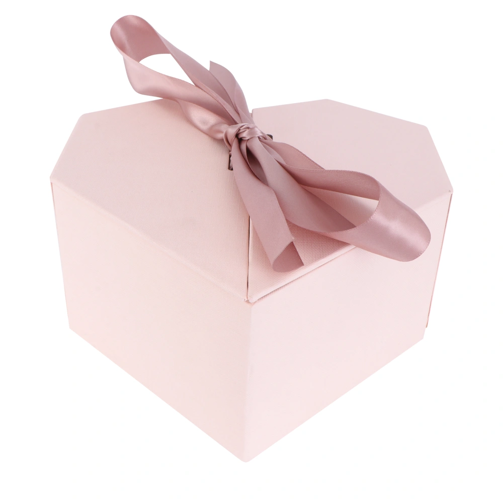 1Pc Heart Shaped Gift Box Creative Christmas Present Case Candy Box (Pink)