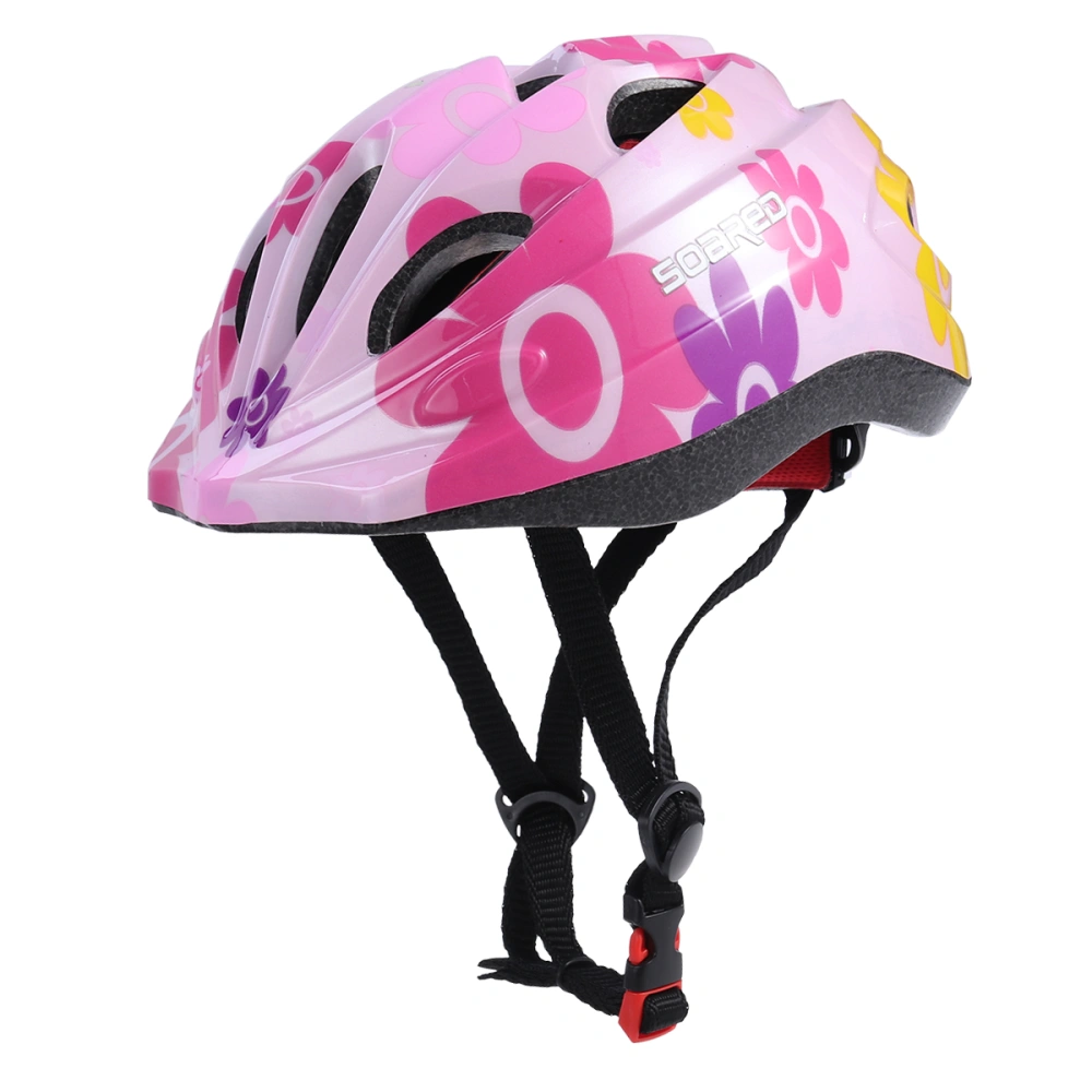 Children Protective Helmet Scooter Balancing Car Skates Professional Safety Head Protection Helmet for Outdoor Activities (Pink Sunflower)