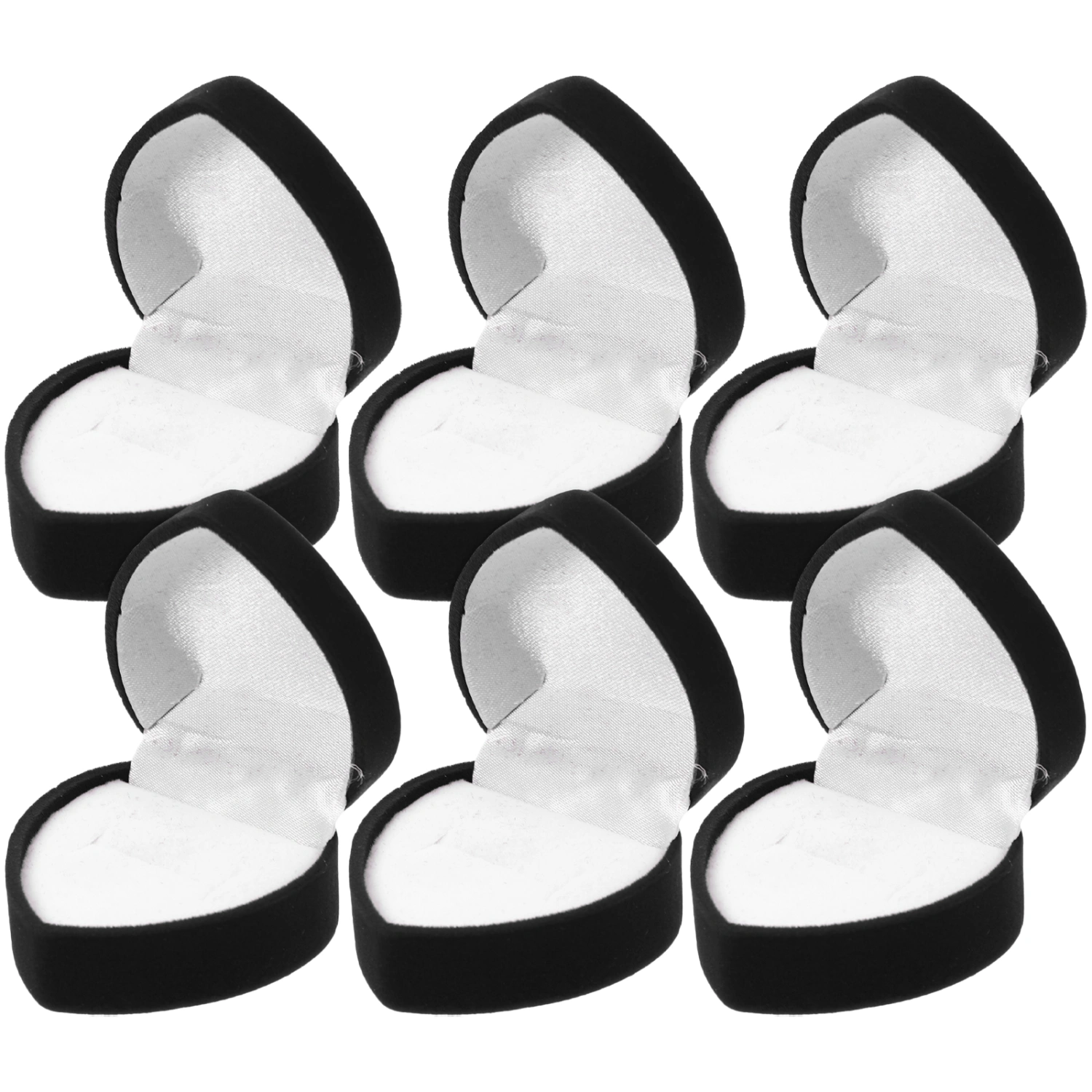 6pcs Heart Shaped Ring Box Wedding Ceremony Ring Box Proposal Engagement Ring Box