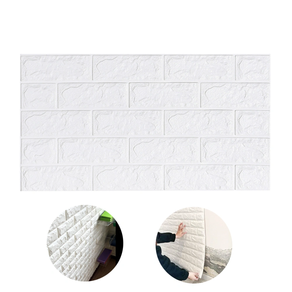 Self-adhesive 3D Brick Pattern Wallpaper Bedroom Living Room Modern Wall Background TV Decor Wallpaper (White)