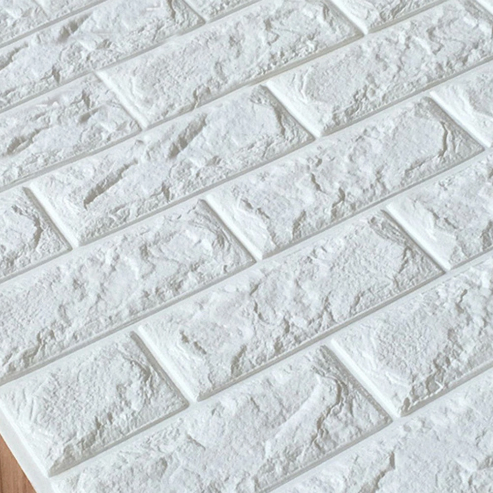 Self-adhesive 3D Brick Pattern Wallpaper Bedroom Living Room Modern Wall Background TV Decor Wallpaper (White)
