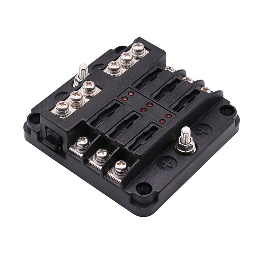 Universal 6 Way Fuse Box Block Fuse Holder Box Car Vehicle Circuit Automotive Car Fuse Accessory Tool Black