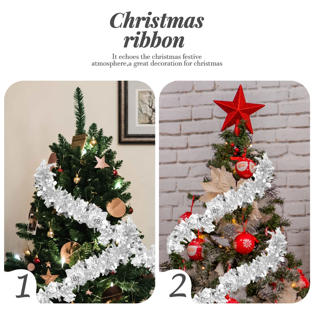 5pcs Christmas Tree Hanging Decor Snowflake Pattern Ribbon for Christmas Decoration