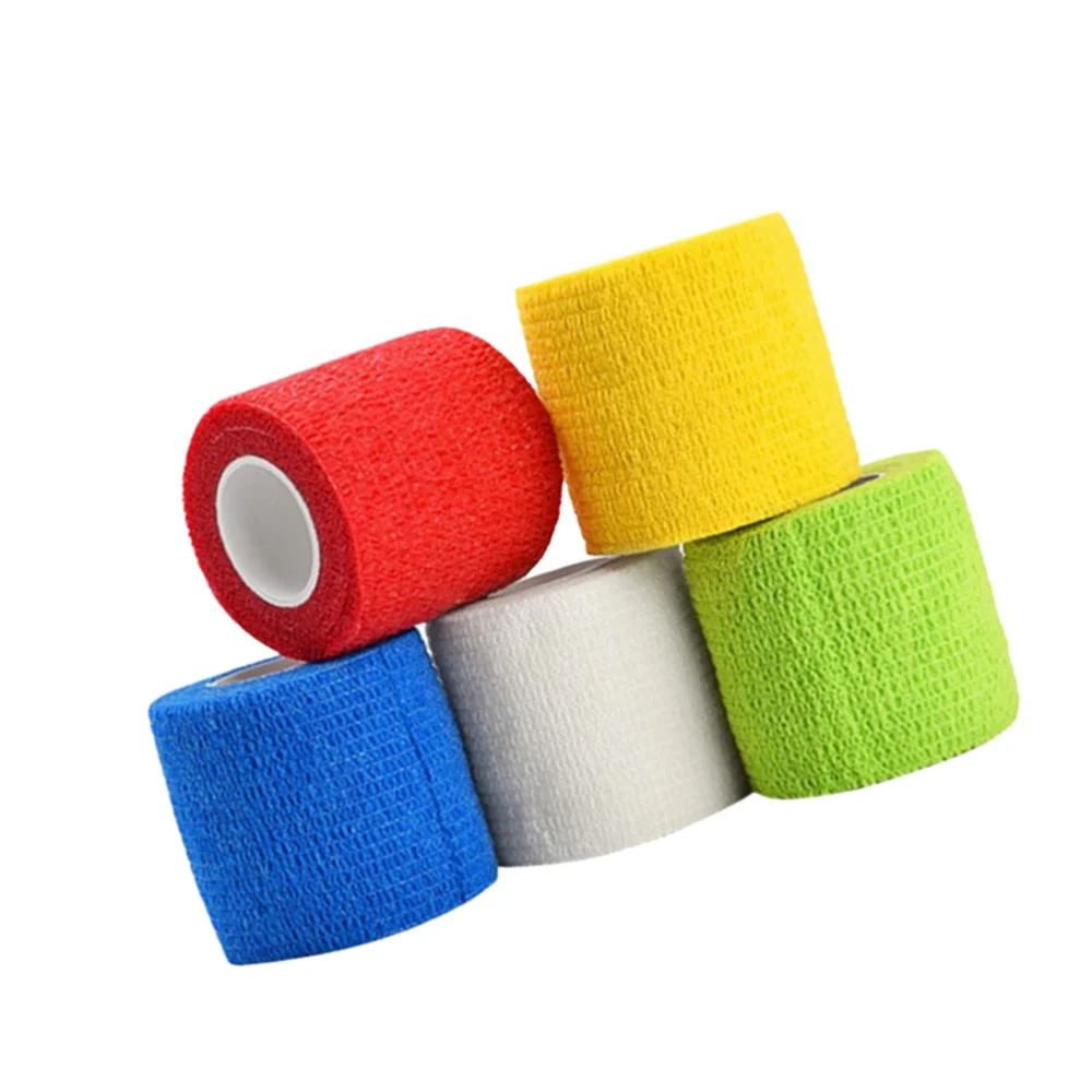 5 Rolls Pet Bandage Self-Adhesive Nonwovens Tape Elastic Bandage for Cat Dog Animal (Mixed Color Pattern)