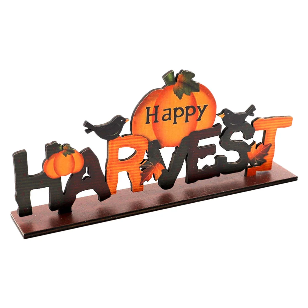 1pc Thanksgiving Wood Ornament Hollow-out Decor Party Desktop Layout Prop