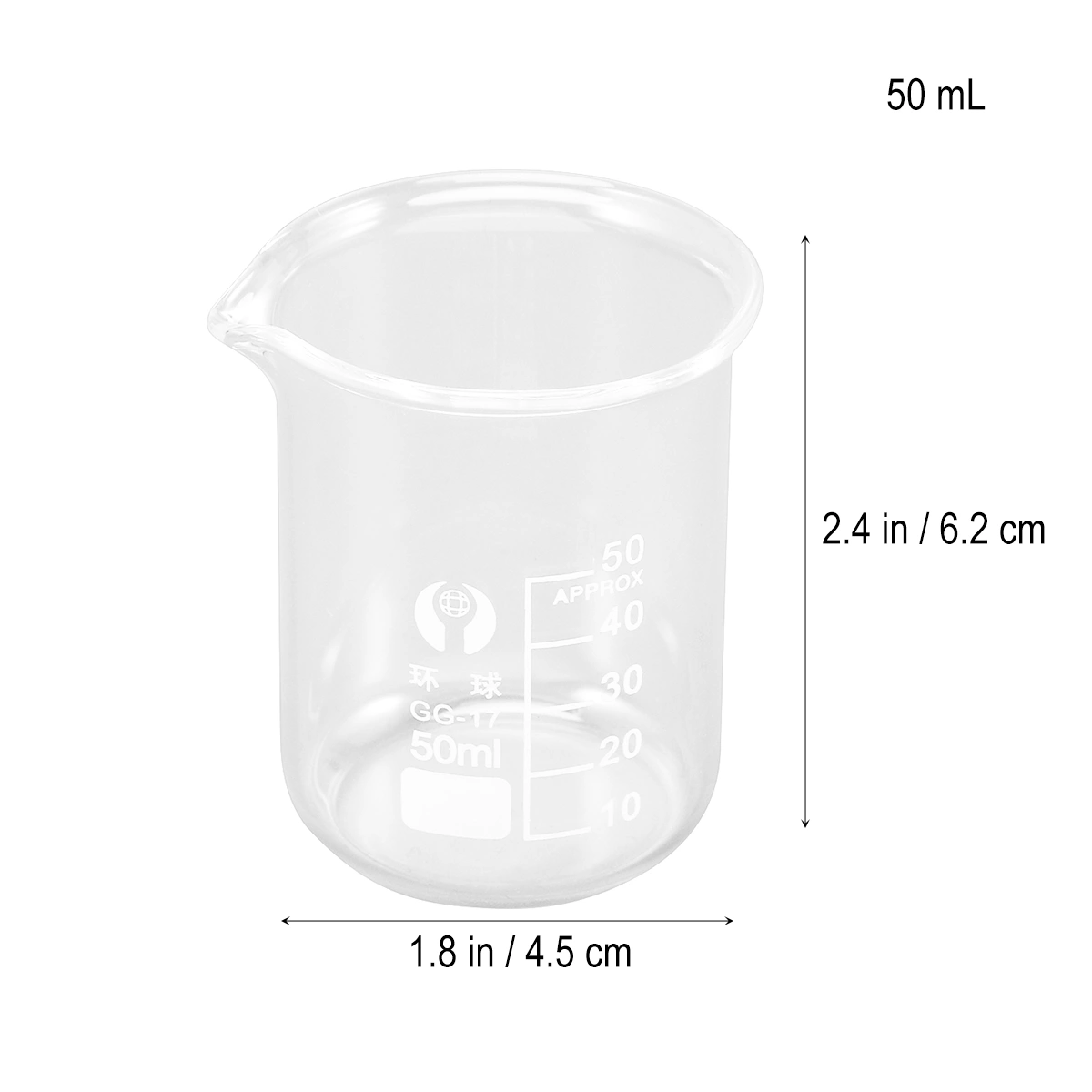 50ML Glass Beaker Premium Durable Graduated Household Kitchen Measuring Cup Drink Water Beaker Chemistry Glassware