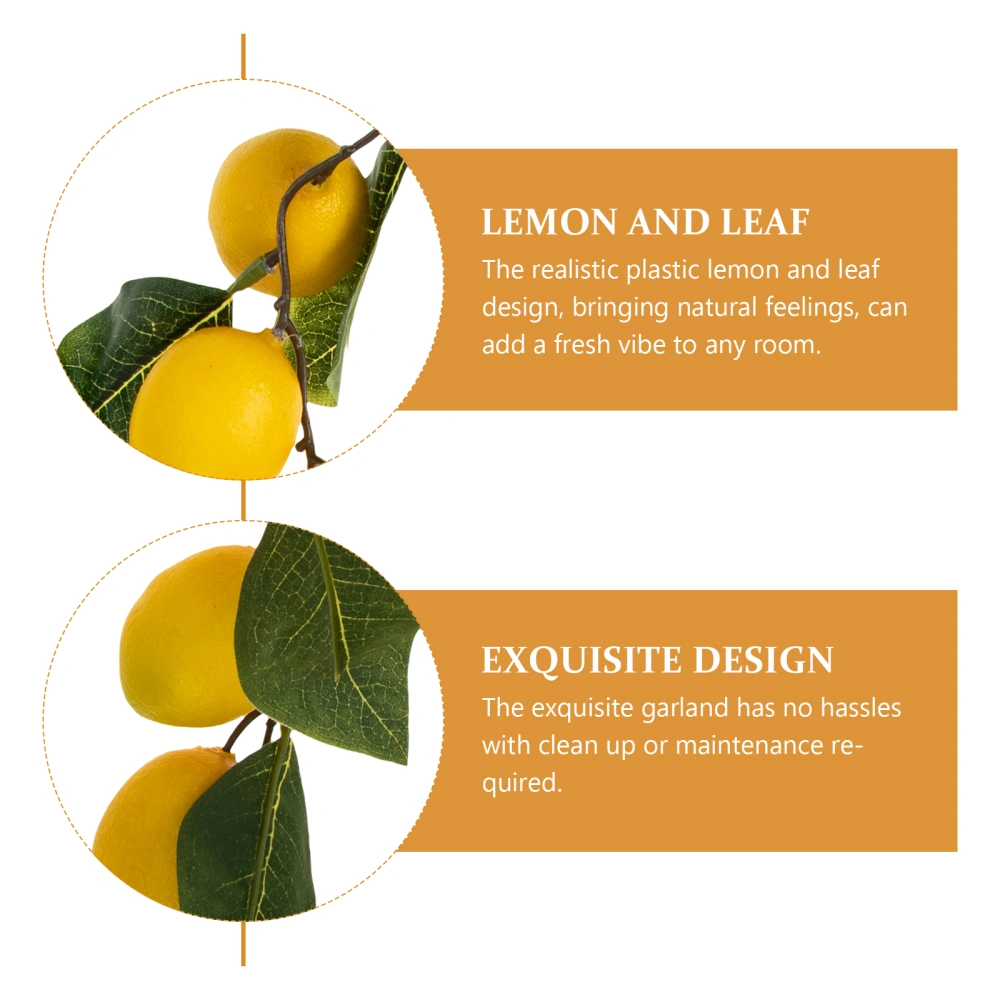 2Pcs Artificial Lemon Garland Summer Hanging Lemon Garland Front Door Fruit Garland