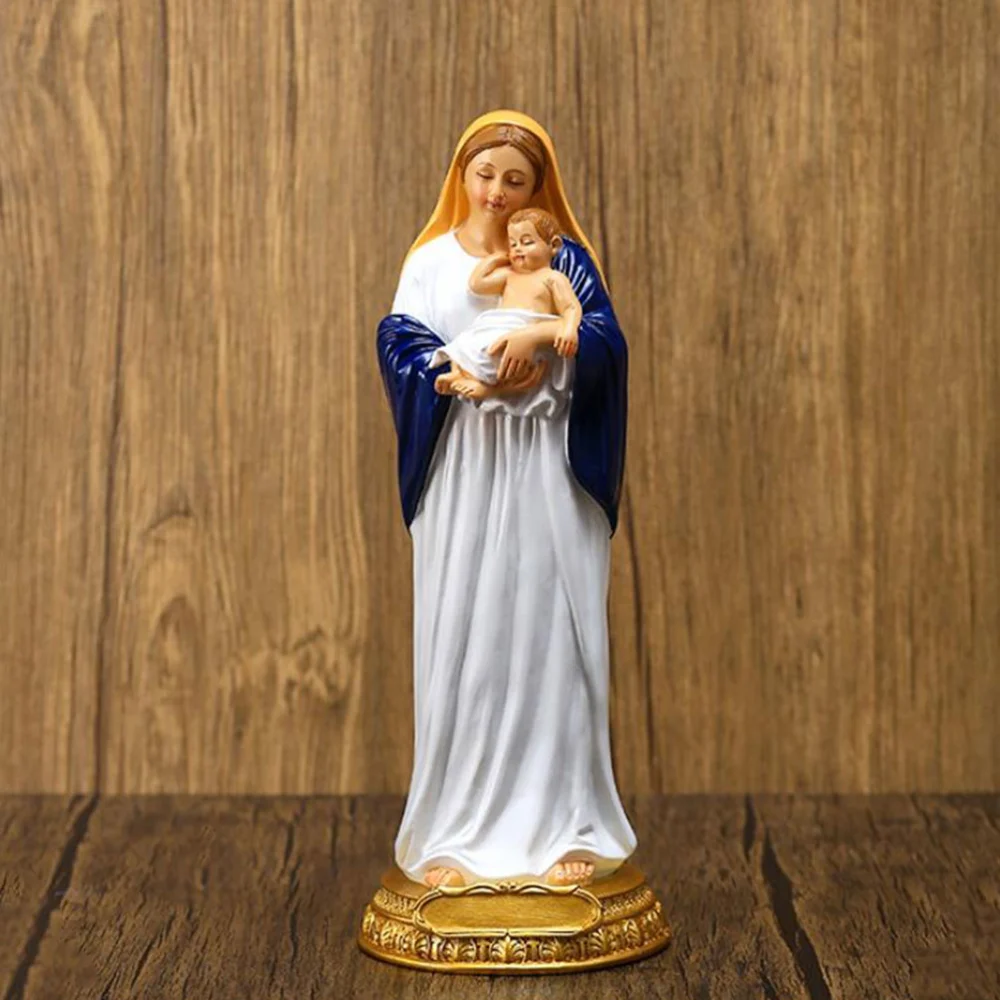 Virgin Mary Holding Baby Statue Ornament Religious Decor Church Decorative Accessories