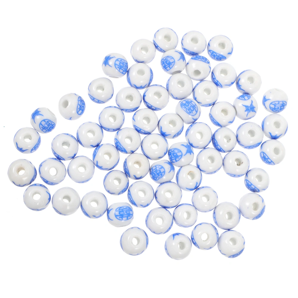 100Pcs Pretty Ceramic Beads Porcelain Flower Beads Chic Round Beads for DIY