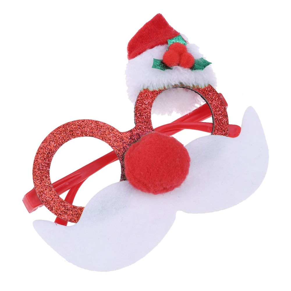 Funny Eyeglasses Christmas Hat Beard Eye Glasses Frame Photo Props Party Ornament (Red)