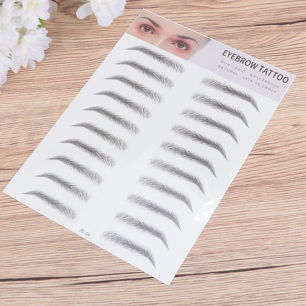 2pcs Imitation Eyebrow Artificial Eyebrow Hair-like Eyebrow Transfer Stickers Eyebrow Tool for Men Women (Type 4, Black)