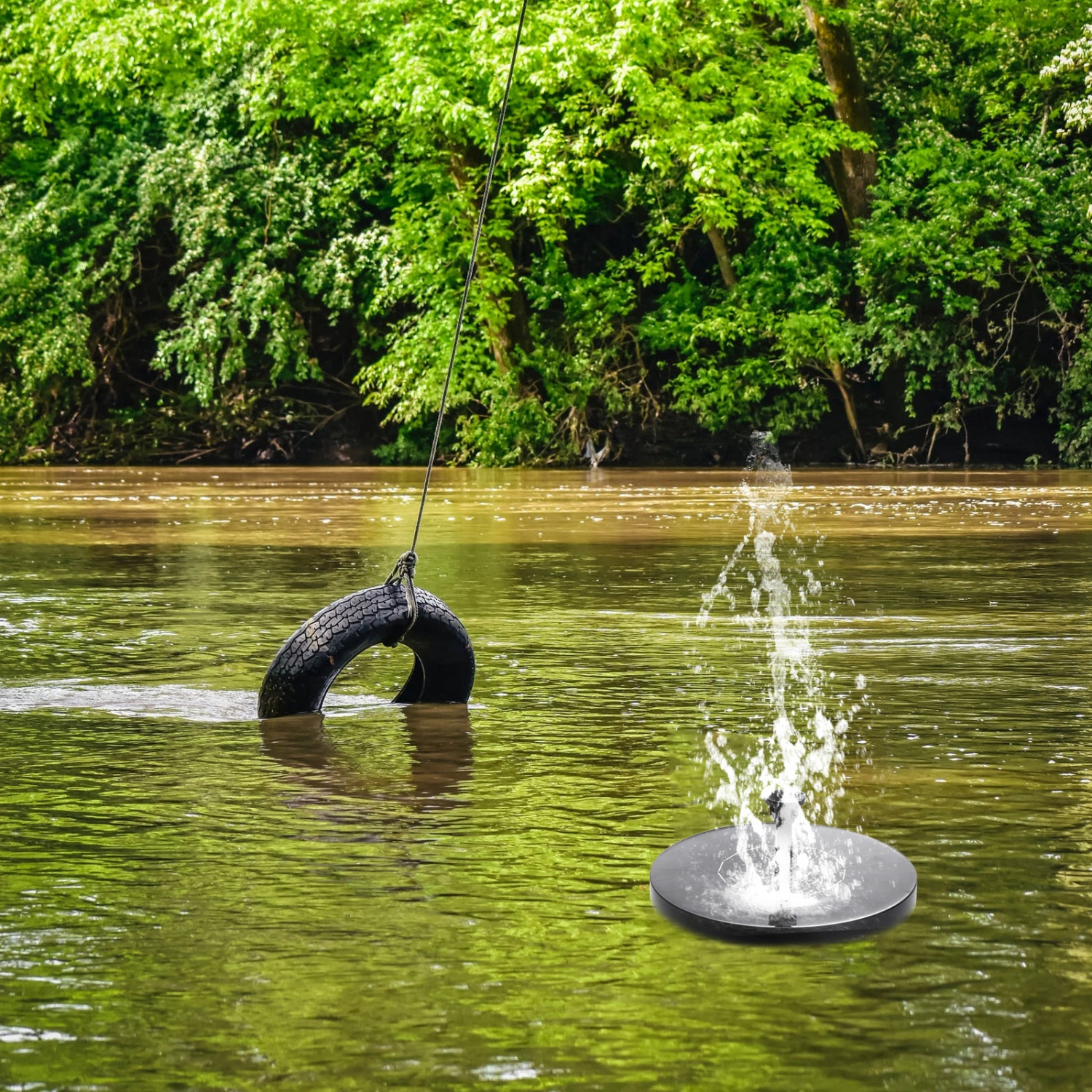 CF002 6V 0.8W 150L/H Solar Power Floating Water Pump Fountain Submersible Pump for Pool Garden Plants (Black)