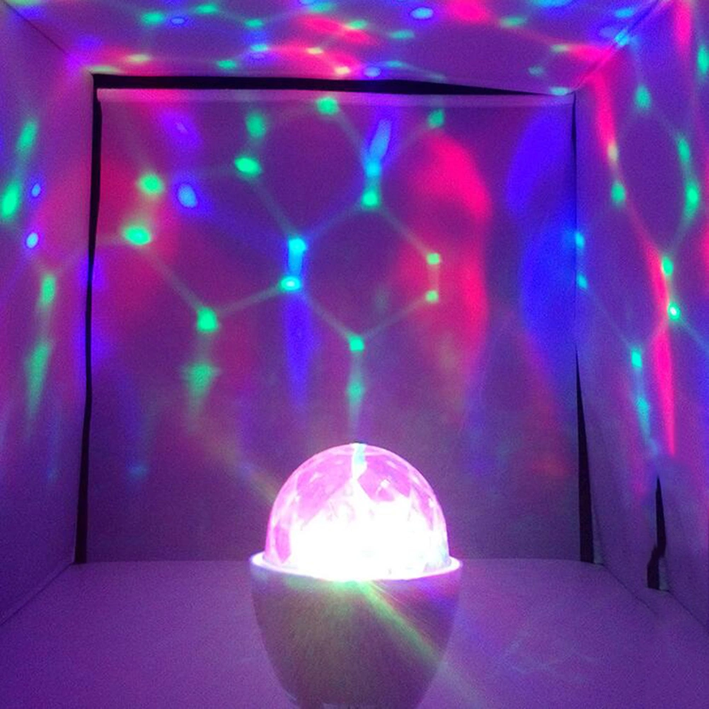 8 x 8cm 220V Rotating Colorful LED Light Bulb 3W RGB Light Lamp Bulb Smart Multicolor Bulb for DJ Disco KTV Party Stage White Without Plug