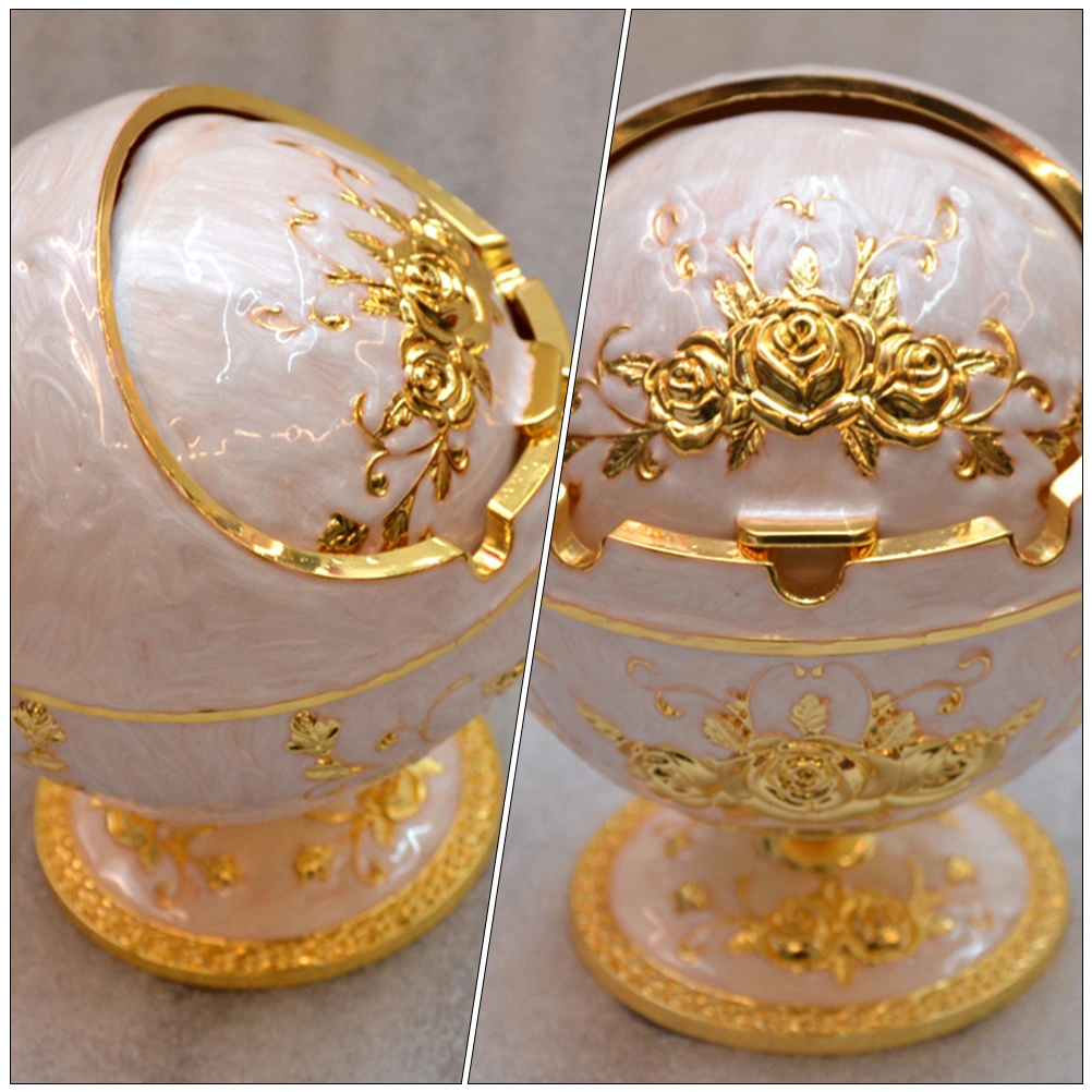 1Pc Household Flip-cover Type Ashtray Retro Luxurious Decorative Ashtray Golden