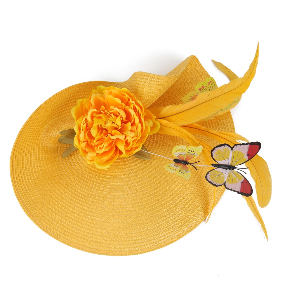 Tea Party Fascinator Hat Women Banquet Headband Butterfly Headdress for Birthday Wedding Prom